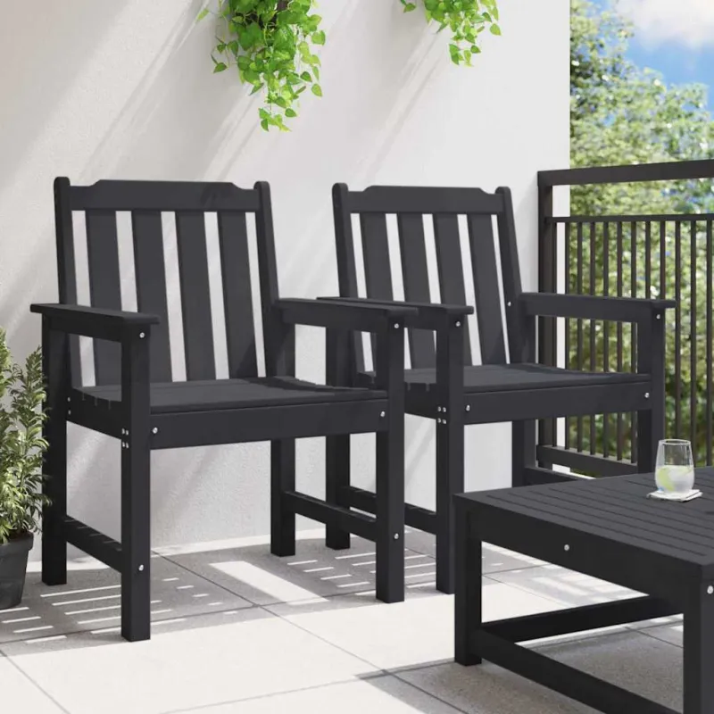 Sodo valgomoji kėdė 2 pcs Juoda 65,5 x 59 x 88 cm HDPE