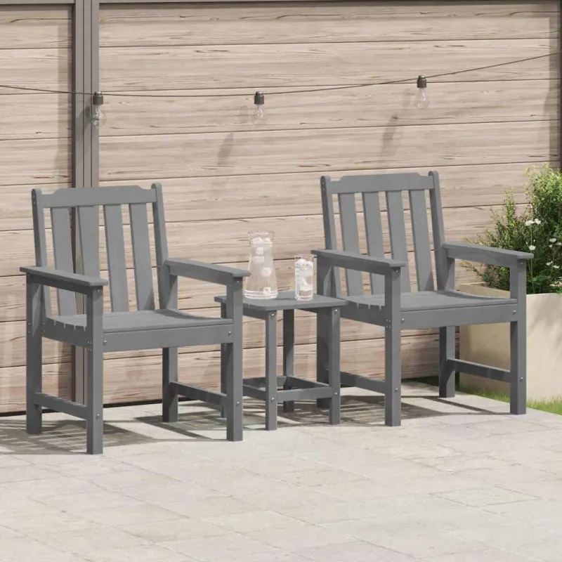 Sodo valgomoji kėdė 2 pcs Šviesiai pilka 65,5 x 59 x 88 cm HDPE