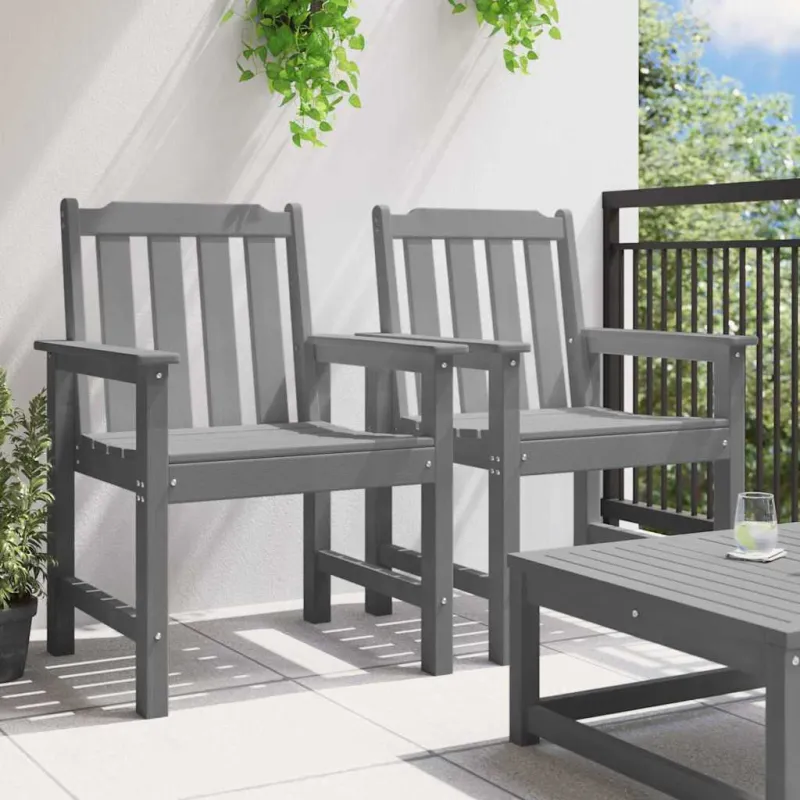 Sodo valgomoji kėdė 2 pcs Šviesiai pilka 65,5 x 59 x 88 cm HDPE
