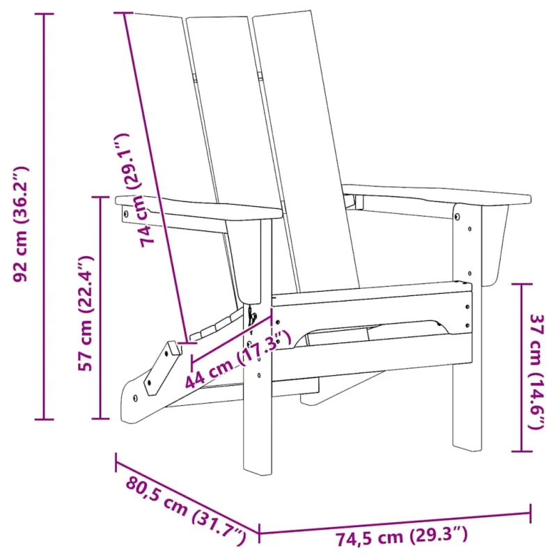 Sulankstoma Adirondack kėdė Juoda 80,5 x 74,5 x 92 cm HDPE