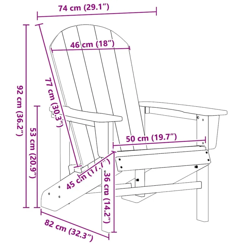 Adirondack kėdė Jūrinė mėlyna 82 x 74 x 92 cm HDPE