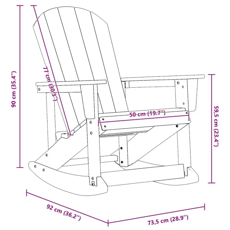 Adirondack supama kėdė Juoda 92 x 73,5 x 92 cm HDPE