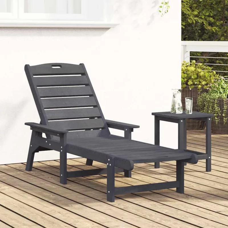 Saulės gultas Šviesiai pilka 195,5 x 53 x 98,5 cm HDPE
