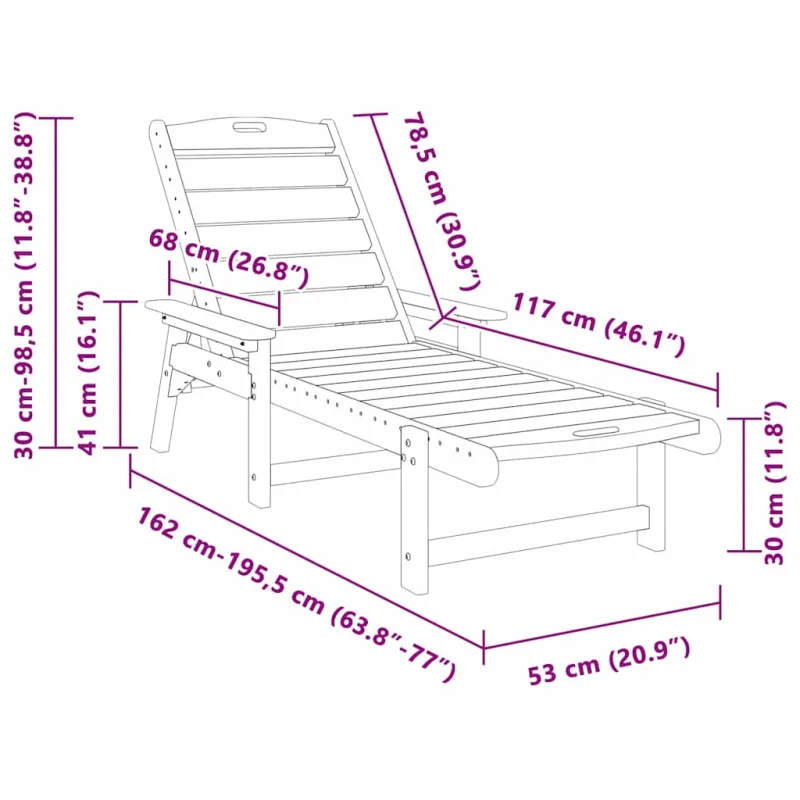 Saulės gultas Šviesiai pilka 195,5 x 53 x 98,5 cm HDPE