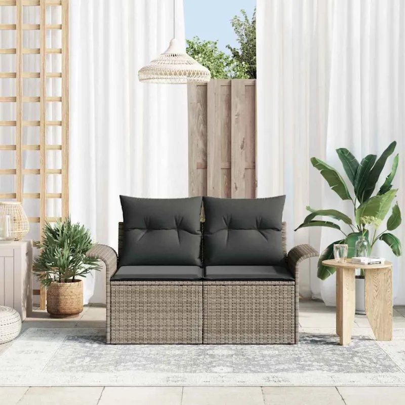 Sodo sofa su pagalve Pilka 141 x 62 x 69cm poliratanas