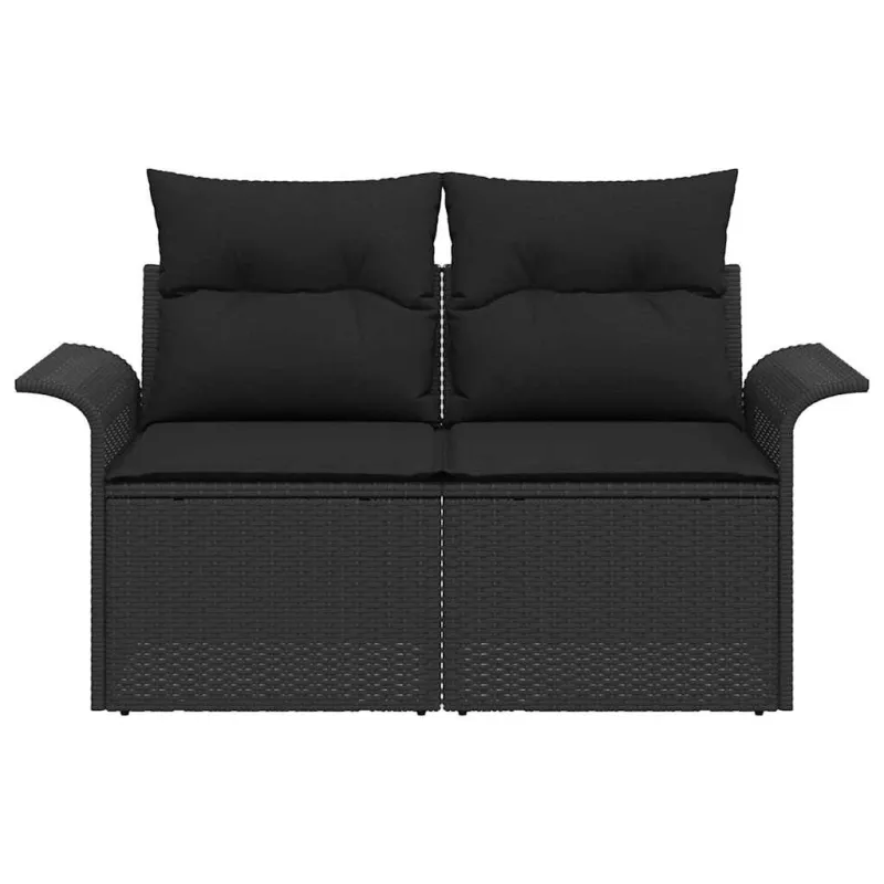 Sodo sofa su pagalve Juoda 141 x 62 x 69cm poliratanas
