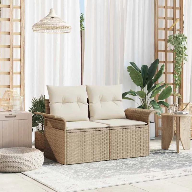 Sodo sofa su pagalve Smėlio 141 x 62 x 69cm poliratanas