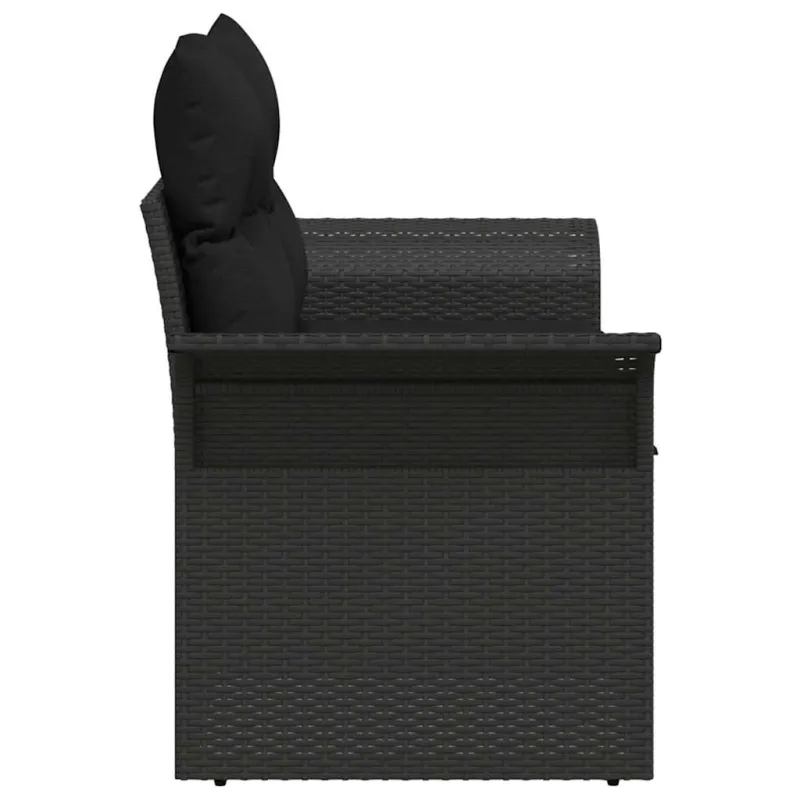 Sodo sofa su pagalve Juoda 141 x 62 x 69cm poliratanas