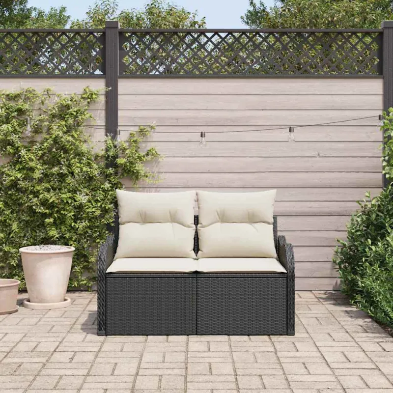 Sodo sofa su pagalve Juoda 121 x 62 x 69cm poliratanas