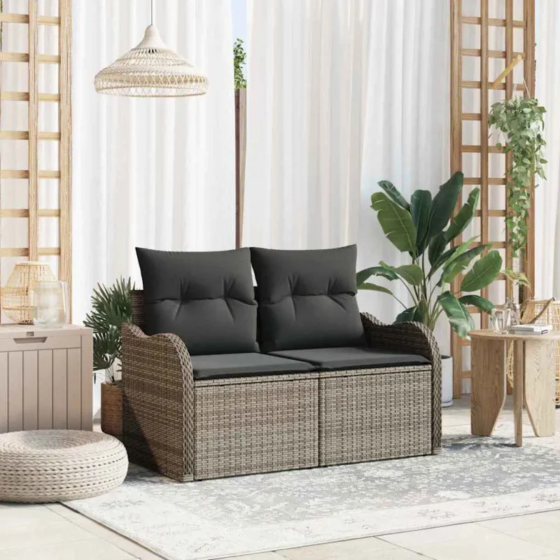 Sodo sofa su pagalve Pilka 121 x 62 x 69cm poliratanas