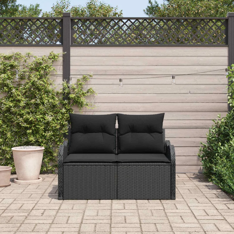 Sodo sofa su pagalve Juoda 121 x 62 x 69cm poliratanas