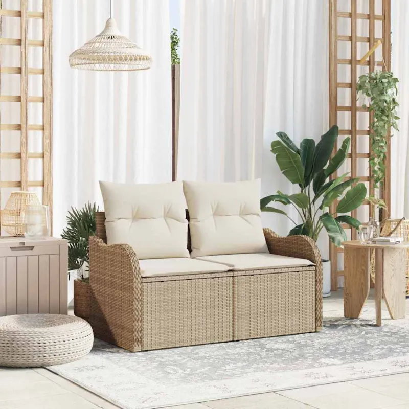 Sodo sofa su pagalve Smėlio 121 x 62 x 69cm poliratanas