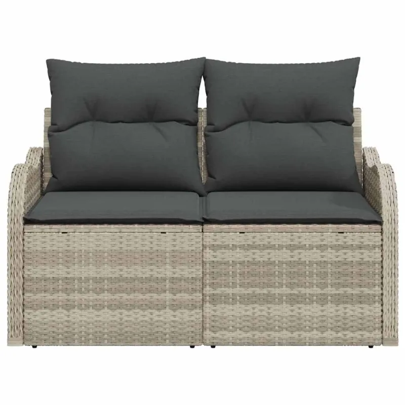 Sodo sofa su pagalve Šviesiai pilka 121 x 62 x 69cm poliratanas