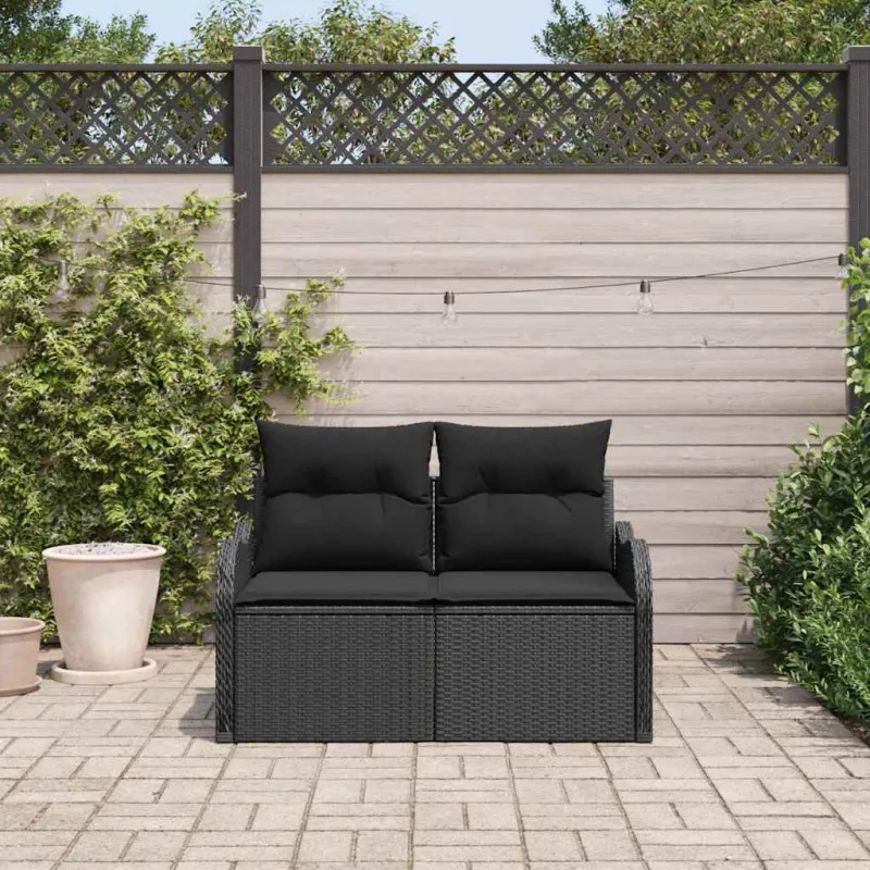 Sodo sofa su pagalve Juoda 121 x 62 x 69cm poliratanas
