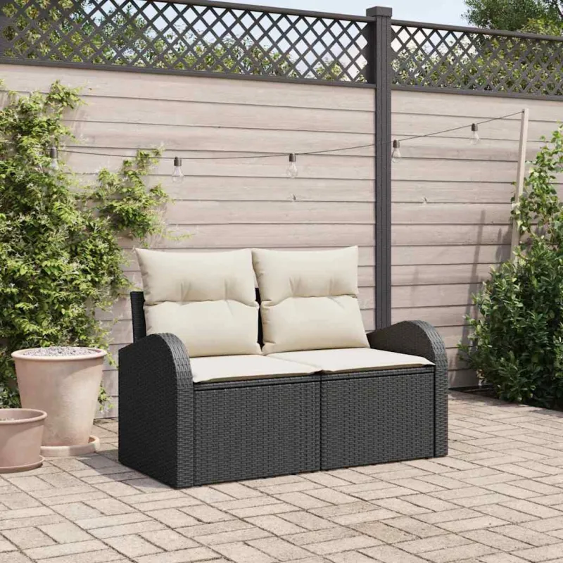 Sodo sofa su pagalve Juoda 124 x 62 x 69cm poliratanas