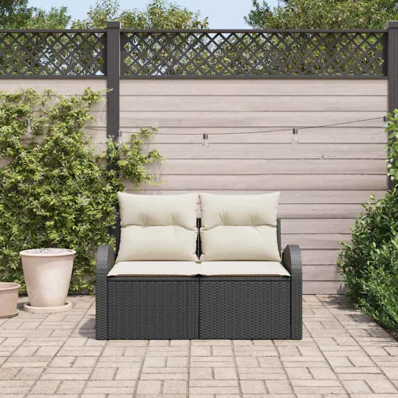 Sodo sofa su pagalve Juoda 124 x 62 x 69cm poliratanas