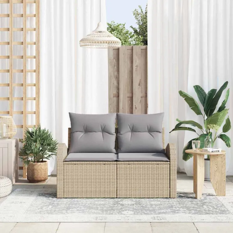 Sodo sofa su pagalve Smėlio 124 x 62 x 69cm poliratanas