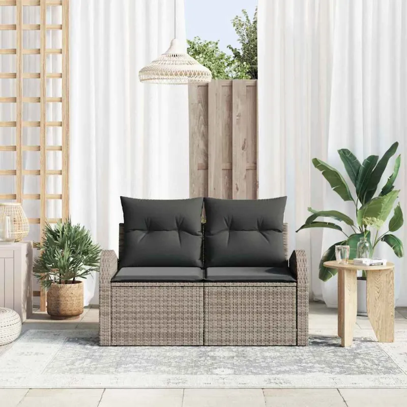 Sodo sofa su pagalve Pilka 124 x 62 x 69cm poliratanas