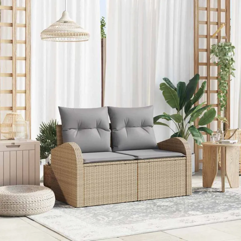 Sodo sofa su pagalve Smėlio 124 x 62 x 69cm poliratanas