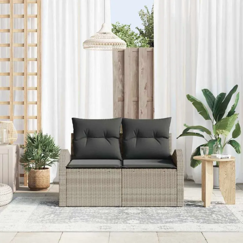 Sodo sofa su pagalve Šviesiai pilka 124 x 62 x 69cm poliratanas