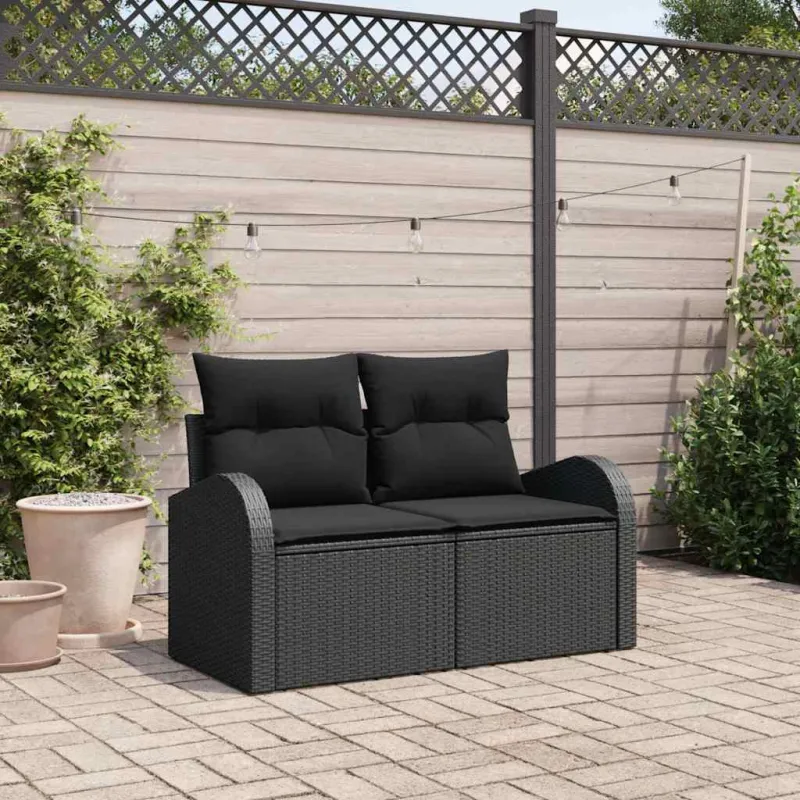 Sodo sofa su pagalve Juoda 124 x 62 x 69cm poliratanas