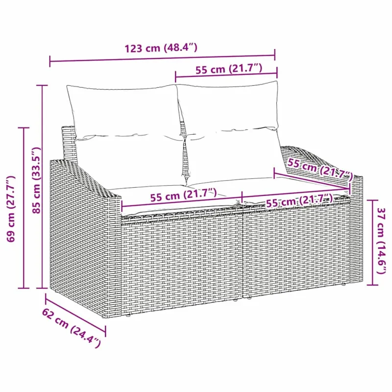 Sodo sofa su pagalve su saugykla 123 x 62 x 69 cm poliratanas