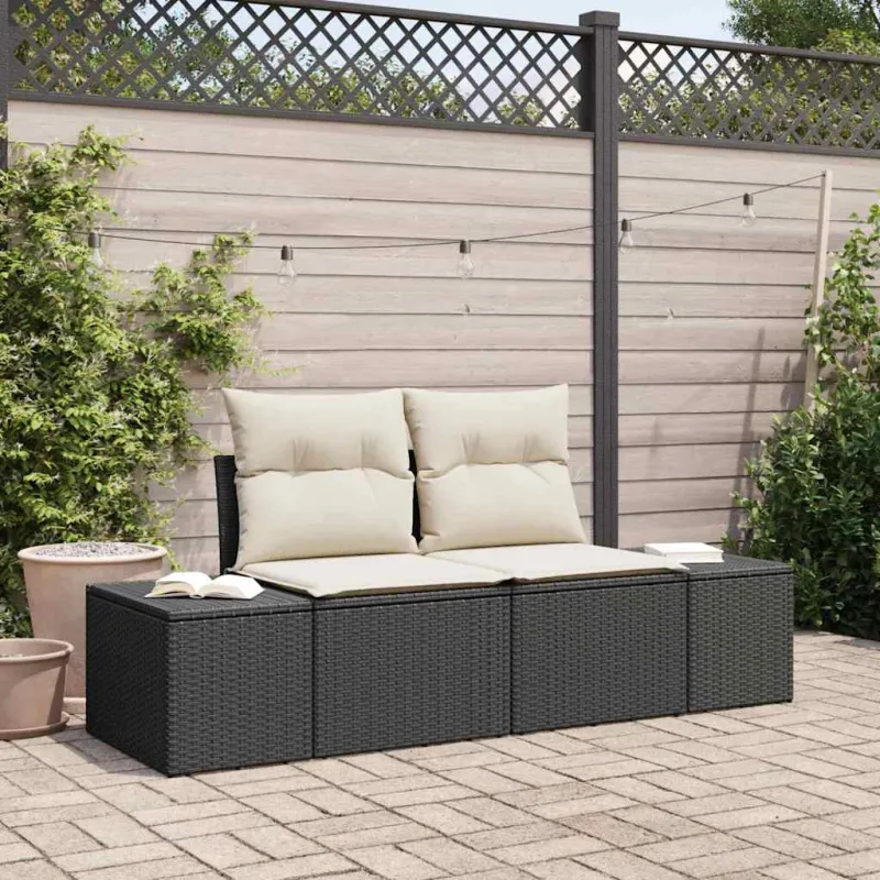 Sodo sofa su pagalve Juoda 184 x 62 x 69 cm poliratanas