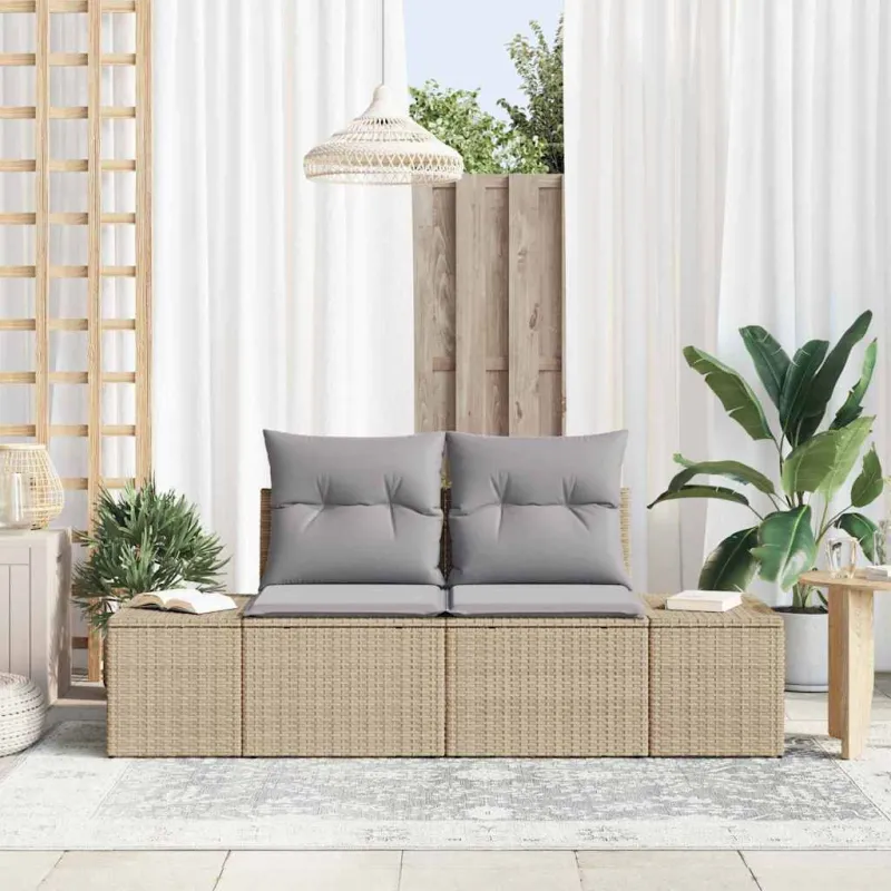 Sodo sofa su pagalve Smėlio 184 x 62 x 69 cm poliratanas