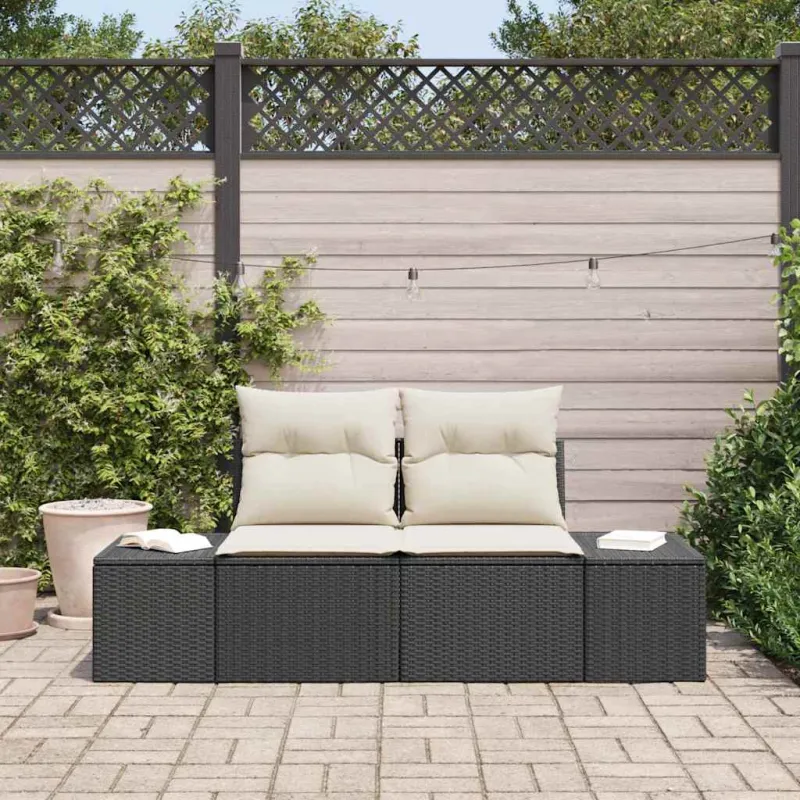 Sodo sofa su pagalve Juoda 184 x 62 x 69 cm poliratanas