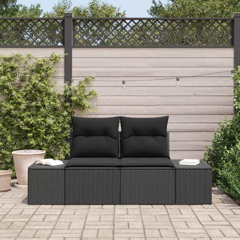 Sodo sofa su pagalve Juoda 184 x 62 x 69 cm poliratanas
