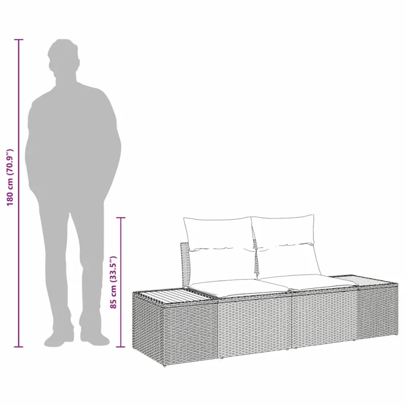 Sodo sofa Juoda 184 x 62 x 85cm poliratanas
