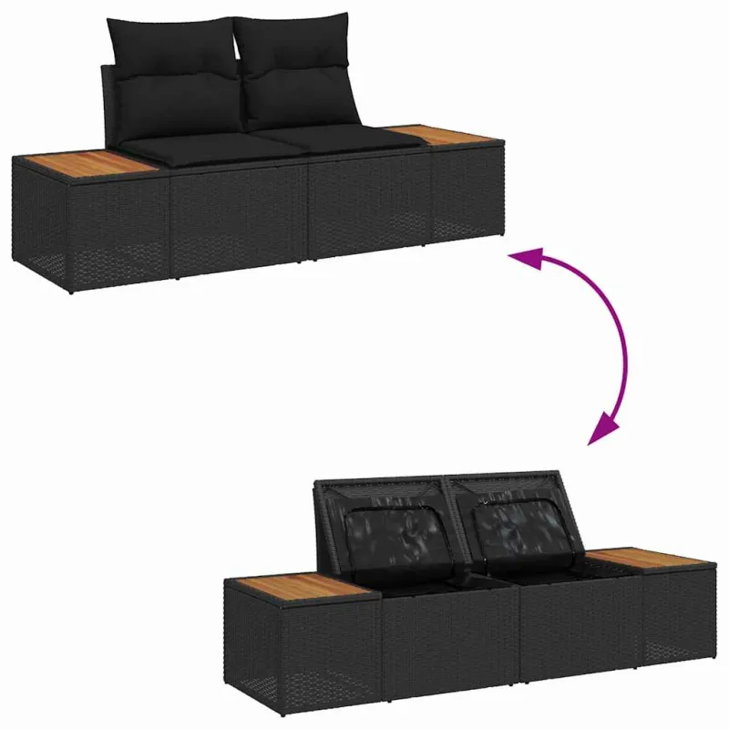 Sodo sofa Juoda 184 x 62 x 85cm poliratanas