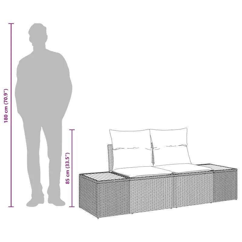 Sodo sofa Pilka 184 x 62 x 85cm poliratanas