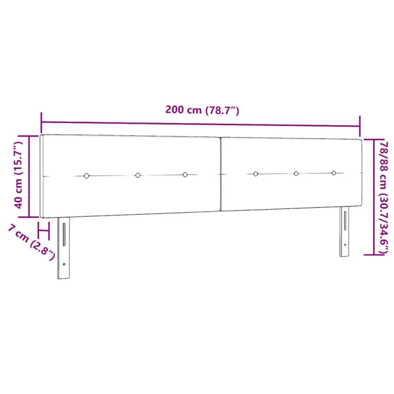 Galvūgalis Juodas 200 cm Aksomas