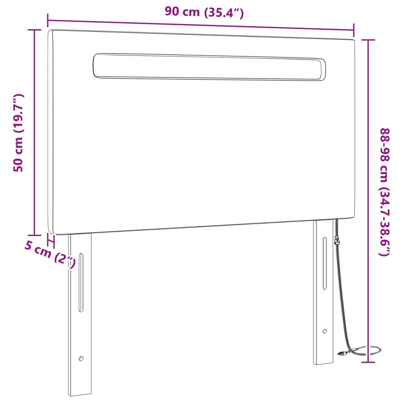 LED galvūgalis Pilka 90 cm Dirbtinė oda