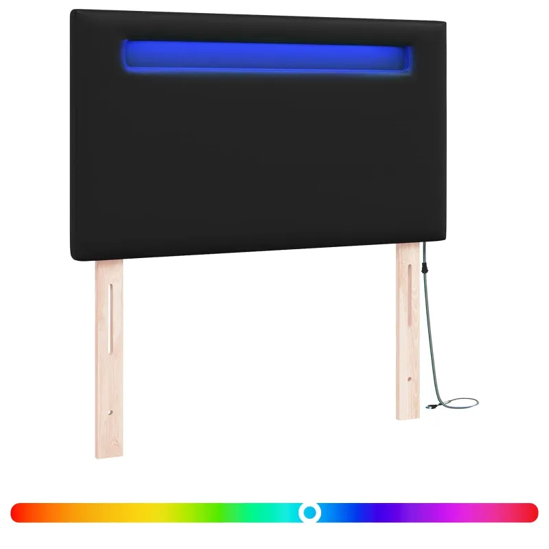 LED galvūgalis Juoda 100 cm Dirbtinė oda