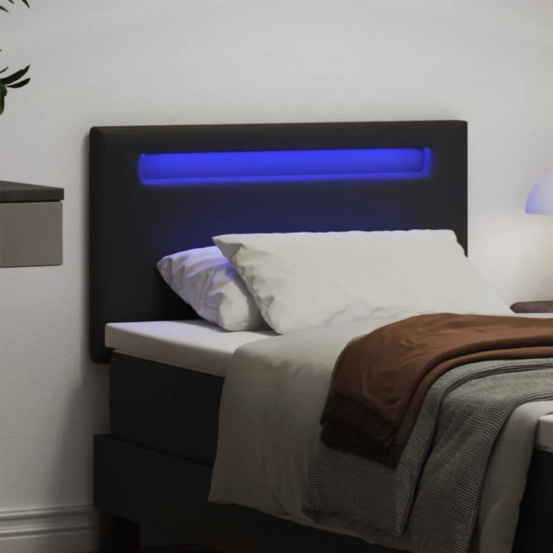 LED galvūgalis Juoda 100 cm Dirbtinė oda