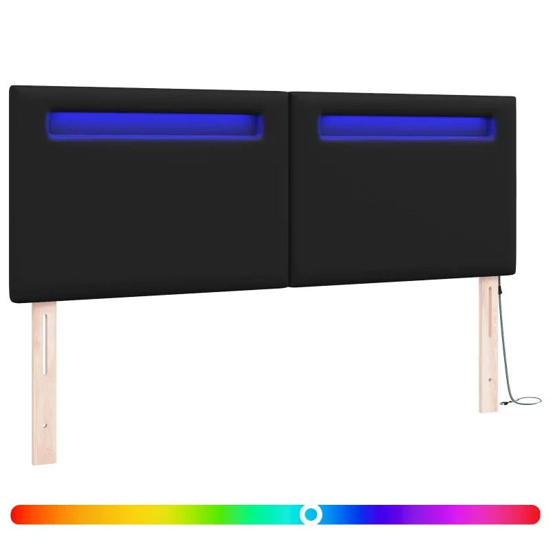 LED galvūgalis Juoda 144 cm Dirbtinė oda