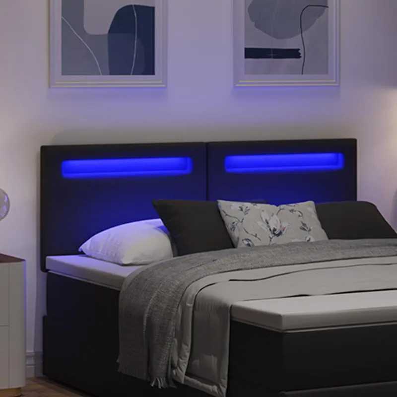 LED galvūgalis Juoda 144 cm Dirbtinė oda
