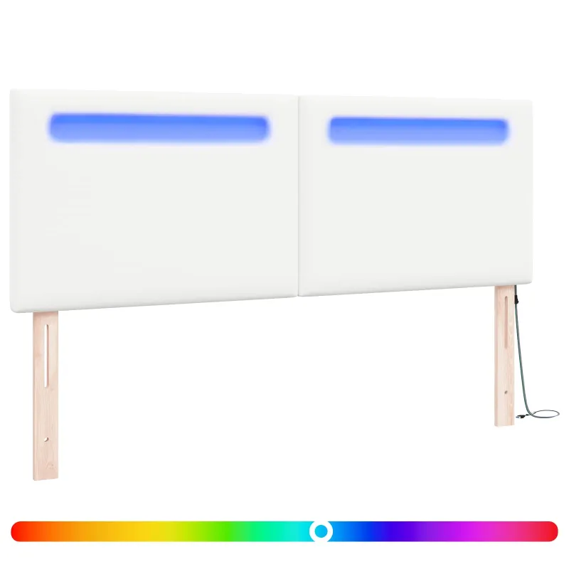 LED galvūgalis Balta 160 cm Dirbtinė oda