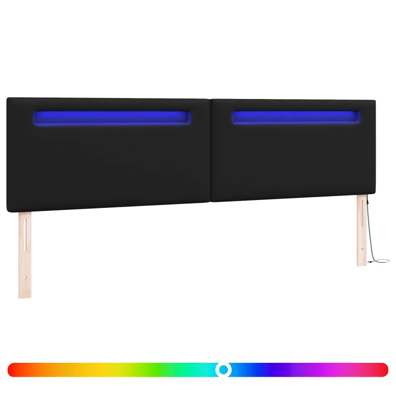 LED galvūgalis Juoda 200 cm Dirbtinė oda