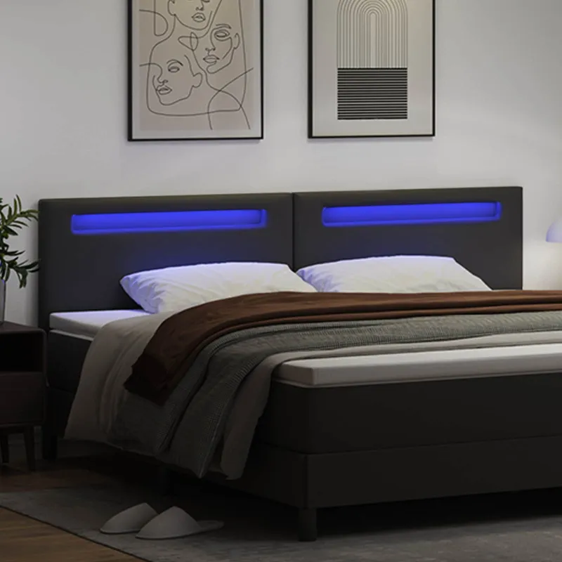LED galvūgalis Juoda 200 cm Dirbtinė oda