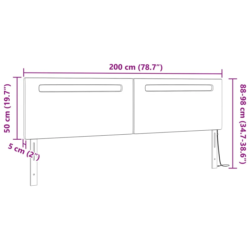 LED galvūgalis Balta 200 cm Dirbtinė oda
