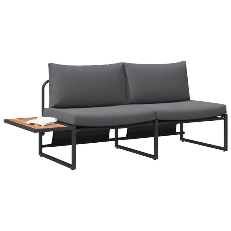 Sodo sofa su pagalve Antracitas 200,5 x 70 x 85,5 cm Plienas