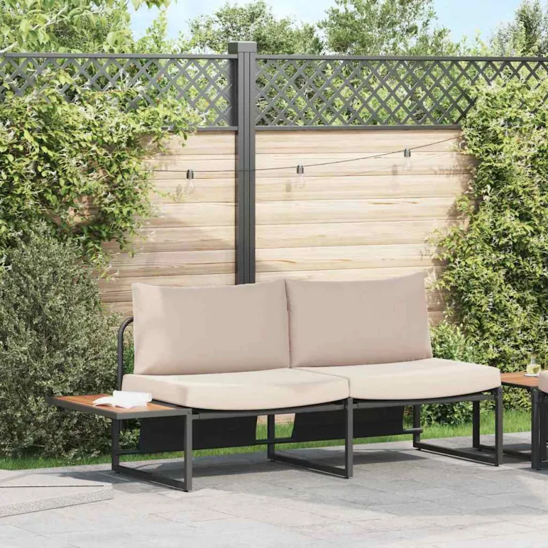Sodo sofa su pagalve Taupe 200,5 x 70 x 85,5 cm Plienas
