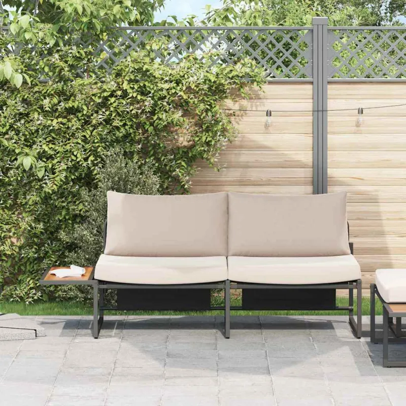 Sodo sofa su pagalve Taupe 200,5 x 70 x 85,5 cm Plienas