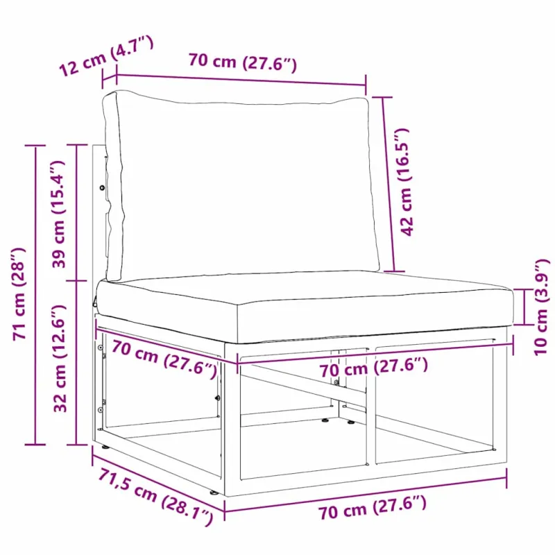 Lauko Baldai Juoda ir Antracitas 70 x 71,5 x 71 cm metalas