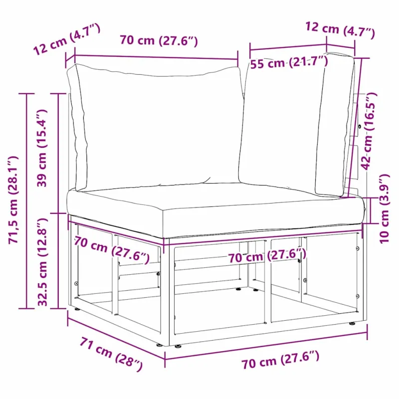 Lauko Baldai Juoda ir Antracitas 71,5 x 71,5 x 71 cm metalas