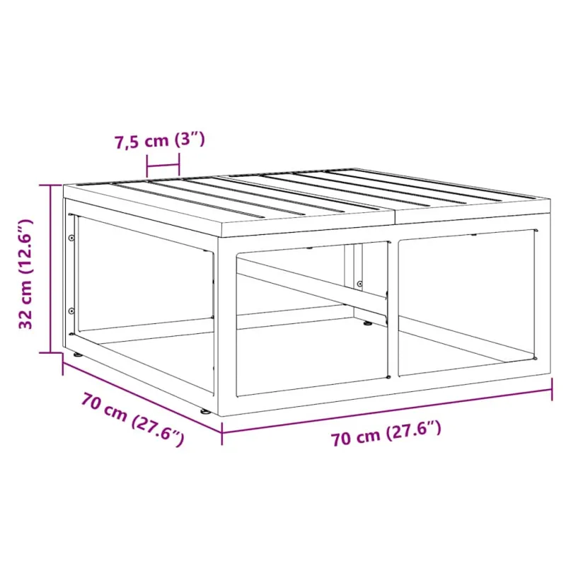 Lauko Baldai Juoda 70 x 70 x 32 cm metalas
