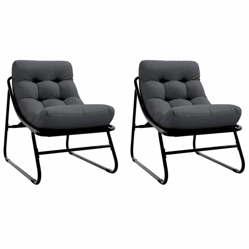 Sodo baldai su pagalve 2 pcs Juoda 60,5 x 81 x 71 cm